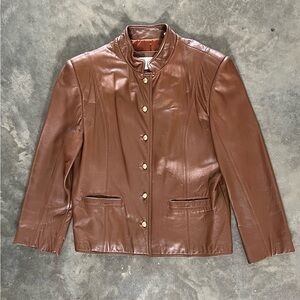 Vintage brown genuine leather Lord and Taylor Jacket women’s 12